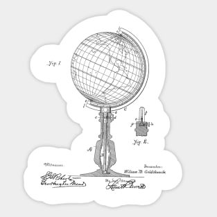 Globe Vintage Patent Hand Drawing Sticker